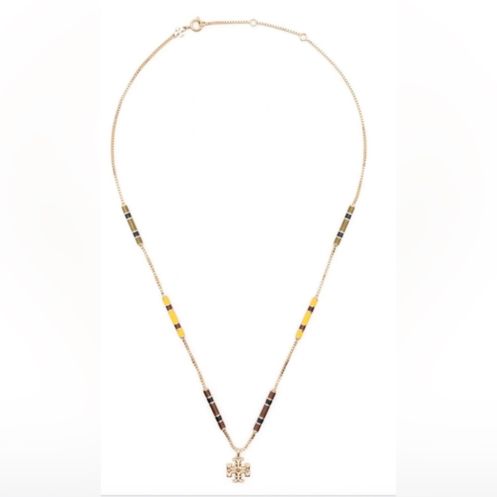 Tory Burch Kira Enamel Bar Pendant Gold / Necklace